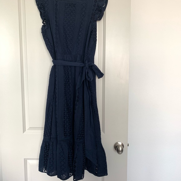 MIDI WRAP DRESS IN ALLOVER EYELET - Picture 6 of 9